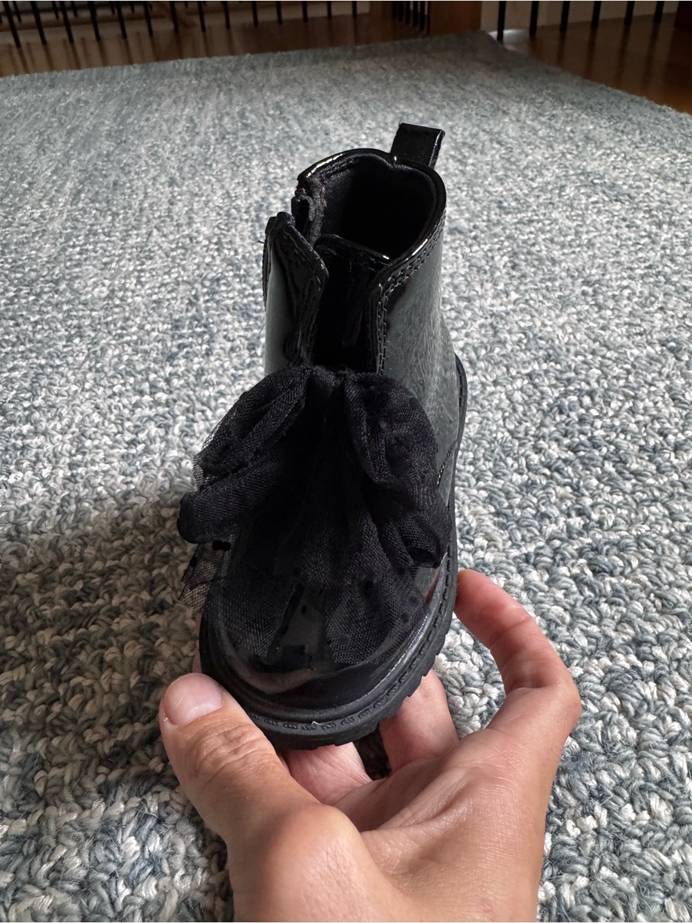 Jessica Simpson Black Tulle Bow Ankle Boots for Kids